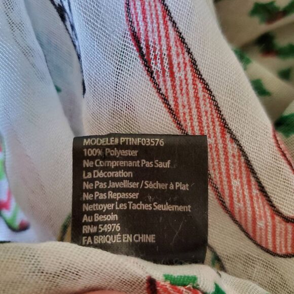 Candy Cane Infinity Scarf Womens White Red Christmas Rectangle Wrap Sheer New - Picture 7 of 8